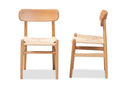 Tasman Brown Hemp and Wood 2Pc Dining Chair Set Baxton