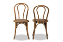 Nerita Brown Woven Rattan and Walnut Brown Wood 2Pc Dining Chair Set Baxton