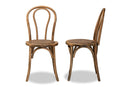 Nerita Brown Woven Rattan and Walnut Brown Wood 2Pc Dining Chair Set Baxton