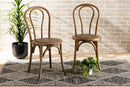 Nerita Brown Woven Rattan and Walnut Brown Wood 2Pc Dining Chair Set Baxton