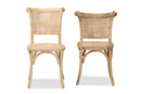 Rosina Brown Woven Rattan and Wood 2Pc Cane Dining Chair Set Baxton