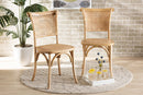 Rosina Brown Woven Rattan and Wood 2Pc Cane Dining Chair Set Baxton