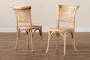 Rosina Brown Woven Rattan and Wood 2Pc Cane Dining Chair Set Baxton
