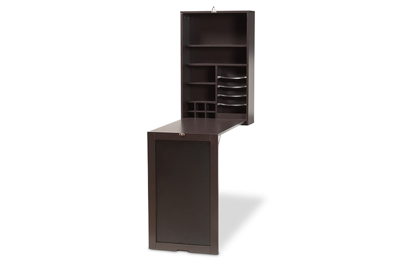 Giselle Modern and Contemporary Dark Brown Finished Wood Wall-Mounted Folding Desk