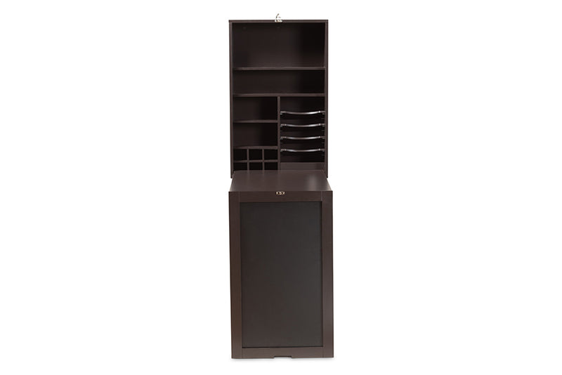 Giselle Modern and Contemporary Dark Brown Finished Wood Wall-Mounted Folding Desk