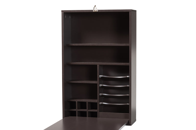 Giselle Modern and Contemporary Dark Brown Finished Wood Wall-Mounted Folding Desk