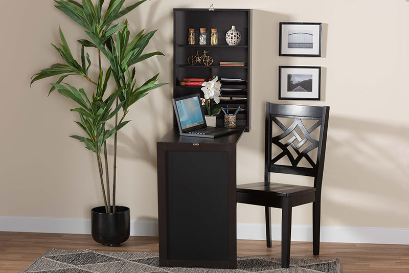 Giselle Modern and Contemporary Dark Brown Finished Wood Wall-Mounted Folding Desk