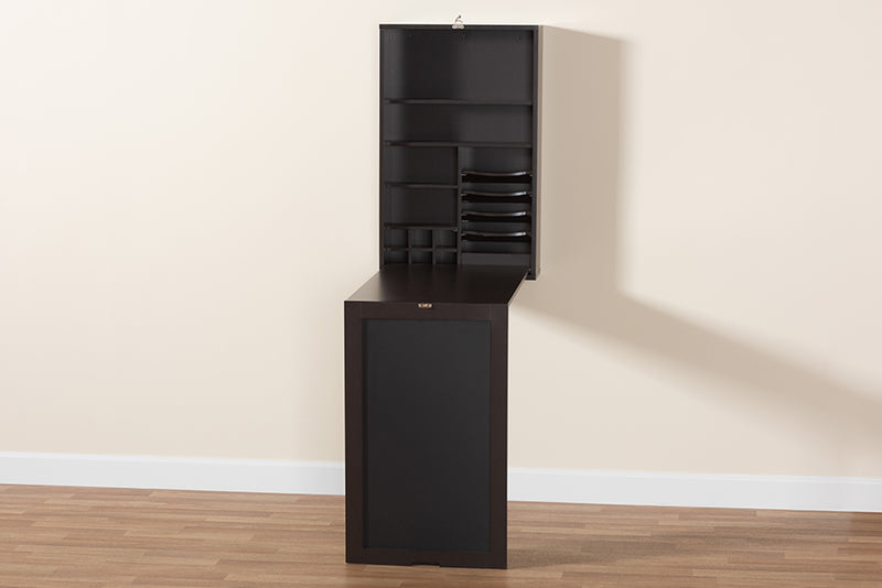 Giselle Modern and Contemporary Dark Brown Finished Wood Wall-Mounted Folding Desk