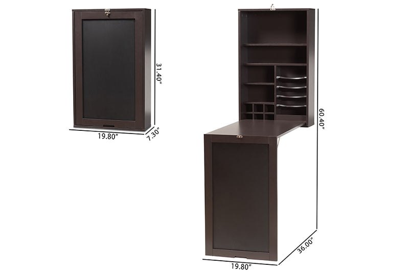 Giselle Modern and Contemporary Dark Brown Finished Wood Wall-Mounted Folding Desk