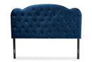 Orbit Navy Blue Velvet Fabric Upholstered Queen Size Headboard Baxton