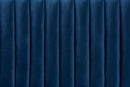 Sullivan Navy Blue Velvet Fabric Upholstered and Dark Brown Queen Size Headboard Baxton