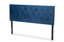 Ediva Navy Blue Velvet Fabric Upholstered Full Size Headboard Baxton