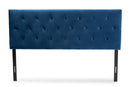 Ediva Navy Blue Velvet Fabric Upholstered King Size Headboard Baxton