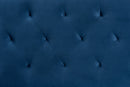 Ediva Navy Blue Velvet Fabric Upholstered Queen Size Headboard Baxton