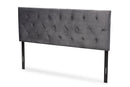 Ediva Gray Velvet Fabric Upholstered Queen Size Headboard Baxton