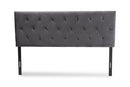 Ediva Gray Velvet Fabric Upholstered Queen Size Headboard Baxton