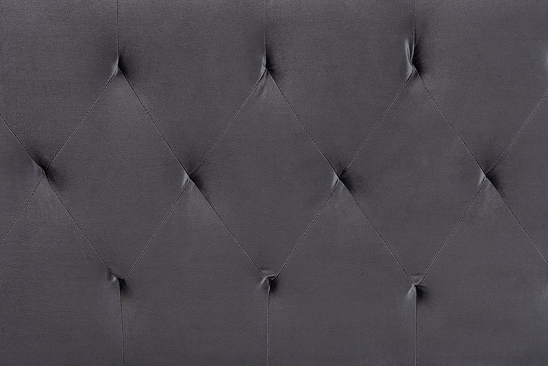 Ediva Modern and Contemporary Gray Velvet Fabric Upholstered Queen Size Headboard