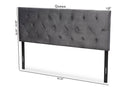 Ediva Gray Velvet Fabric Upholstered Queen Size Headboard Baxton