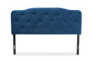 Tasha Navy Blue Velvet Fabric Upholstered King Size Headboard Baxton