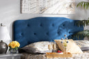 Tasha Navy Blue Velvet Fabric Upholstered King Size Headboard Baxton