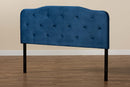 Tasha Navy Blue Velvet Fabric Upholstered King Size Headboard Baxton
