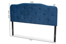 Tasha Navy Blue Velvet Fabric Upholstered King Size Headboard Baxton