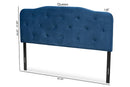 Tasha Navy Blue Velvet Fabric Upholstered King Size Headboard Baxton