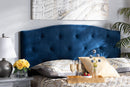 Janella Navy Blue Velvet Fabric Upholstered Queen Size Headboard Baxton