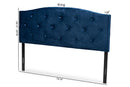 Janella Navy Blue Velvet Fabric Upholstered Queen Size Headboard Baxton