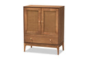 Nikita Ash Walnut and Rattan 1-Drawer Sideboard Baxton