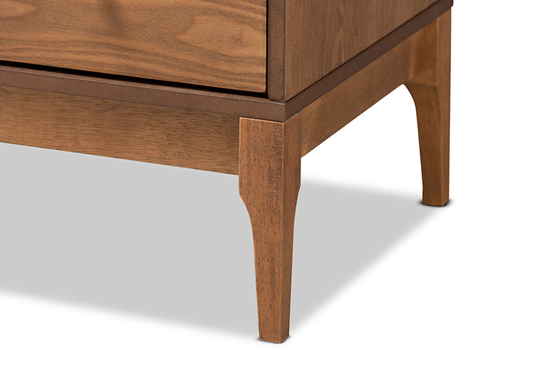 Nikita Mid-Century Modern Ash Walnut Finished Wood and Rattan 1-Drawer Sideboard