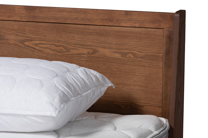 Bishop Ash Walnut Queen Size Platform Bed Baxton