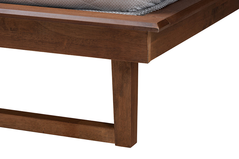 Bishop Mid-Century Modern Ash Walnut Finished Wood King Size Platform Bed