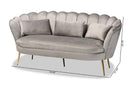 Jayden Gray Velvet Fabric Upholstered and Gold Metal Sofa Baxton