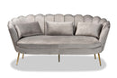 Jayden Gray Velvet Fabric Upholstered and Gold Metal Sofa Baxton