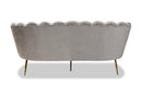 Jayden Gray Velvet Fabric Upholstered and Gold Metal Sofa Baxton