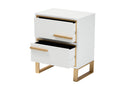 Grayson White and Gold Metal 2-Drawer End Table Baxton