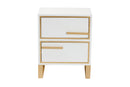 Grayson White and Gold Metal 2-Drawer End Table Baxton