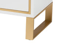 Grayson White and Gold Metal 2-Drawer End Table Baxton