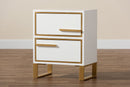 Grayson White and Gold Metal 2-Drawer End Table Baxton
