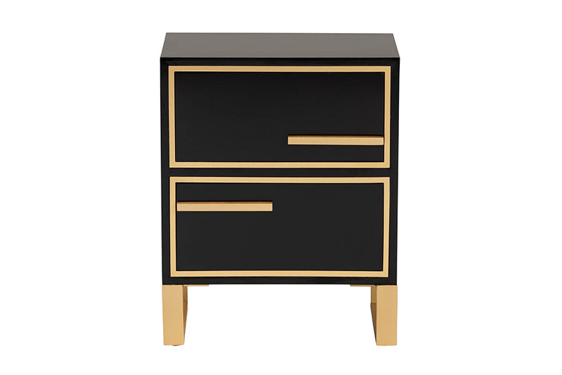 Grayson Black and Gold Metal 2-Drawer End Table Baxton