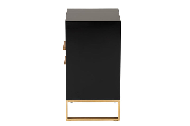 Grayson Black and Gold Metal 2-Drawer End Table Baxton
