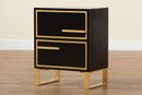 Grayson Black and Gold Metal 2-Drawer End Table Baxton