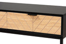 Marconi Two-Tone Black and Natural Brown and Black Metal 2-Drawer Console Table Baxton