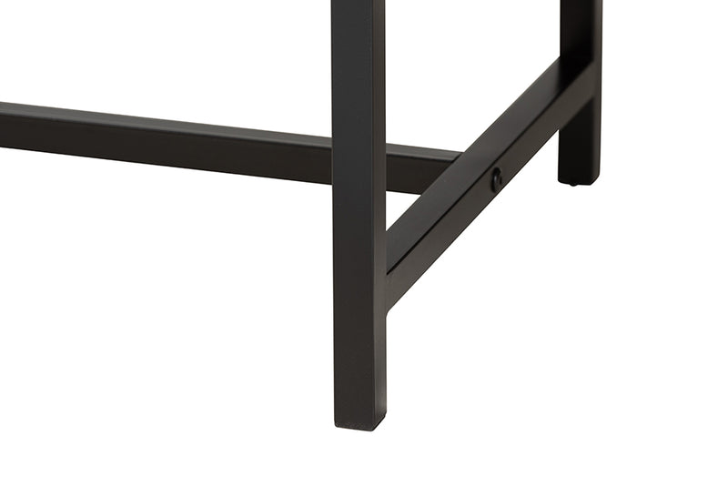 Marconi Modern Industrial Two-Tone Black and Natural Brown Finished Wood and Black Metal 2-Drawer Console Table