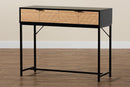 Marconi Two-Tone Black and Natural Brown and Black Metal 2-Drawer Console Table Baxton