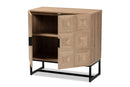 Tricia Natural Brown and Black Metal 2-Door Storage Cabinet Baxton