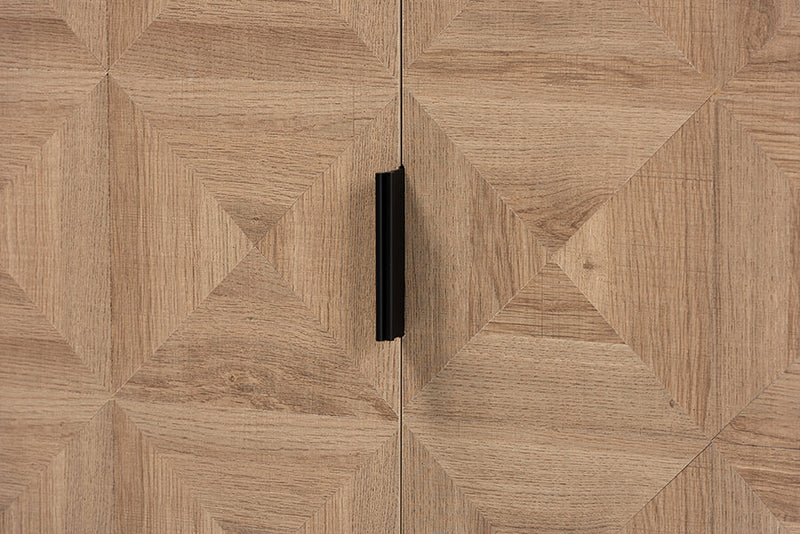 Tricia Natural Brown and Black Metal 2-Door Storage Cabinet Baxton