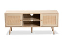 Emlyn Light Brown 2-Door TV Stand w/Natural Rattan Baxton