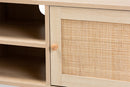 Emlyn Light Brown 2-Door TV Stand w/Natural Rattan Baxton